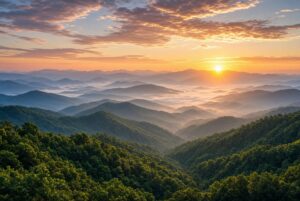 Sunrise over mountains